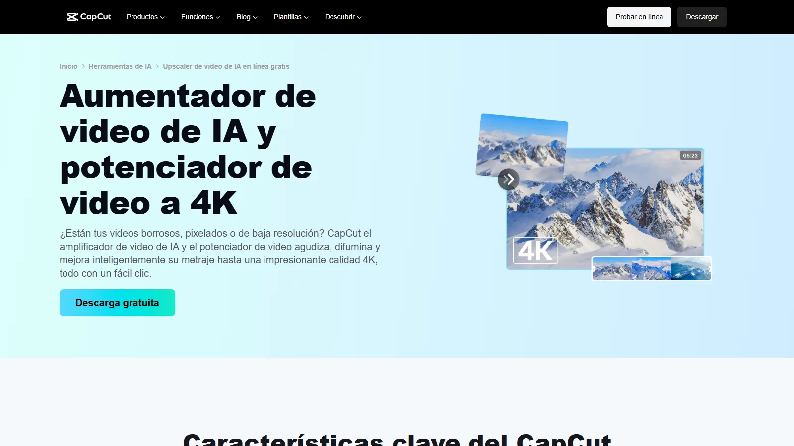 Captura de pantalla de CapCut AI Video Upscaler