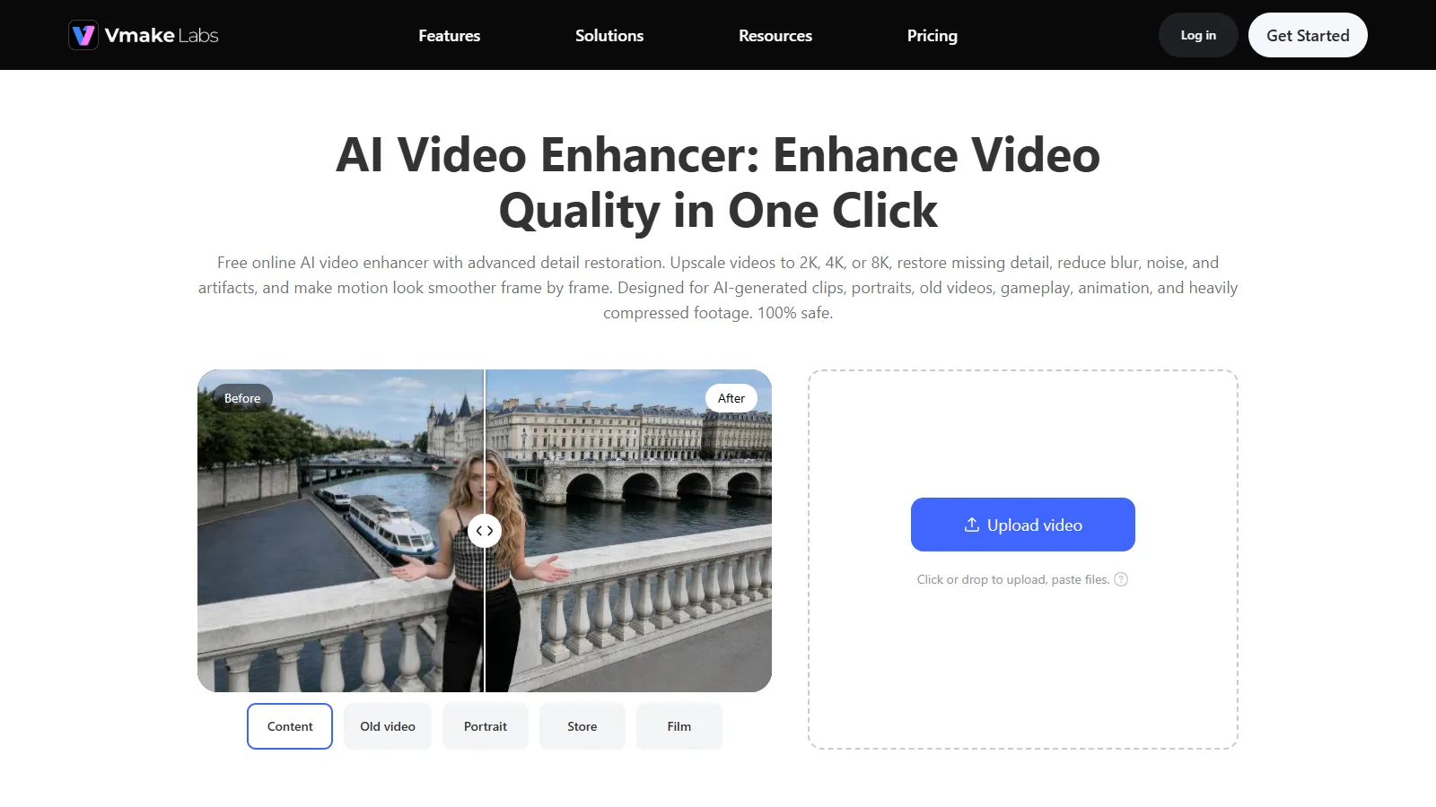 Captura de pantalla de Vmake AI Video Enhancer