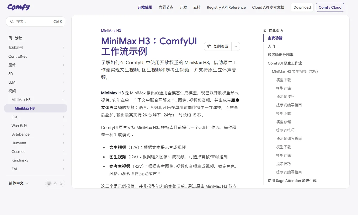 MiniMax H3 ComfyUI 工作流程範例