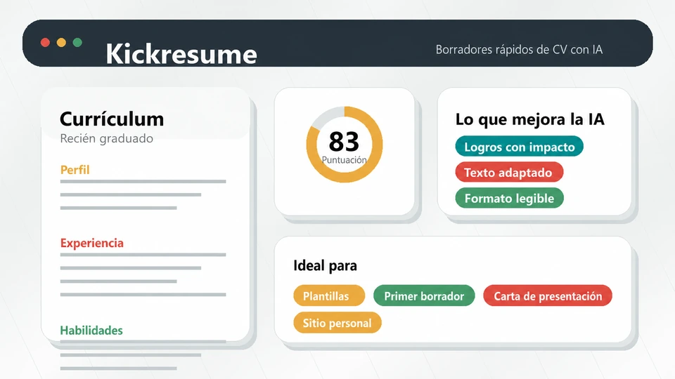 Kickresume para generar rápidamente un CV con IA