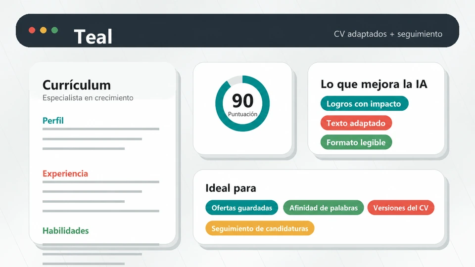 Flujo de Teal para crear y adaptar currículums con IA