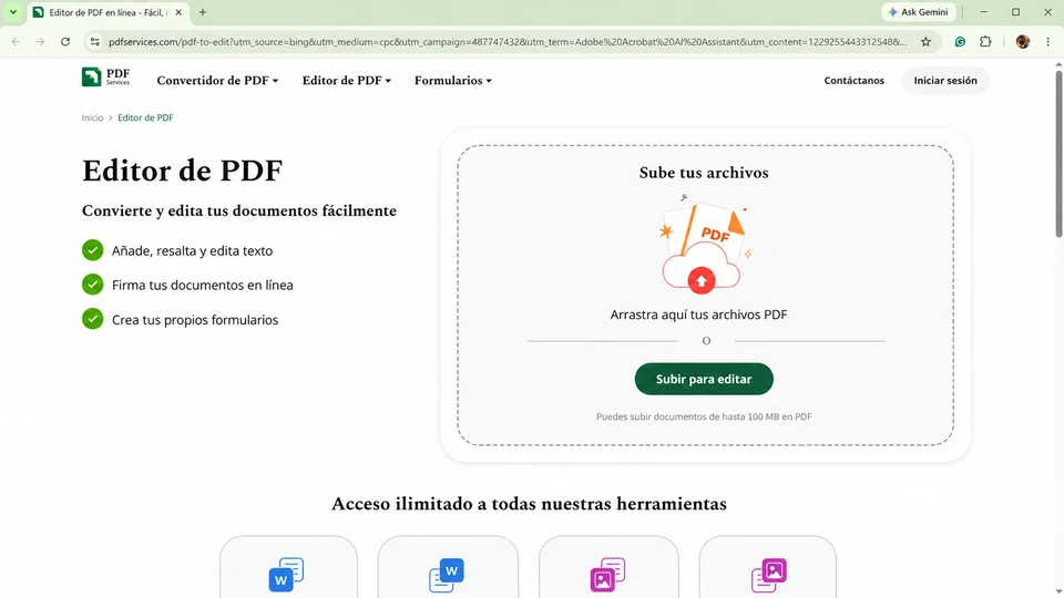Adobe Acrobat AI Assistant en español