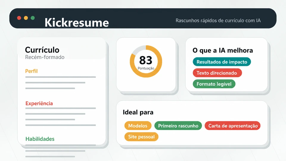 Kickresume para gerar rapidamente um currículo com IA