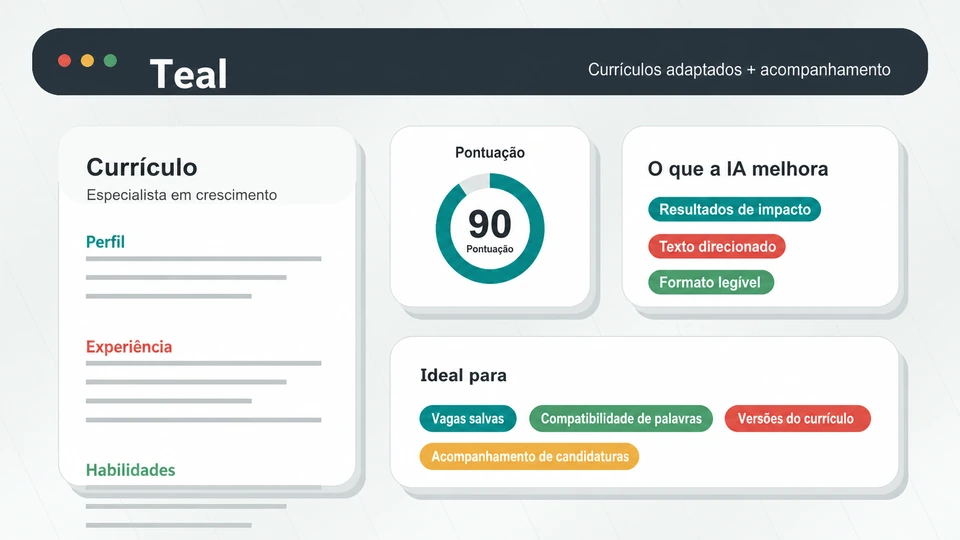 Fluxo do Teal para criar e adaptar currículos com IA