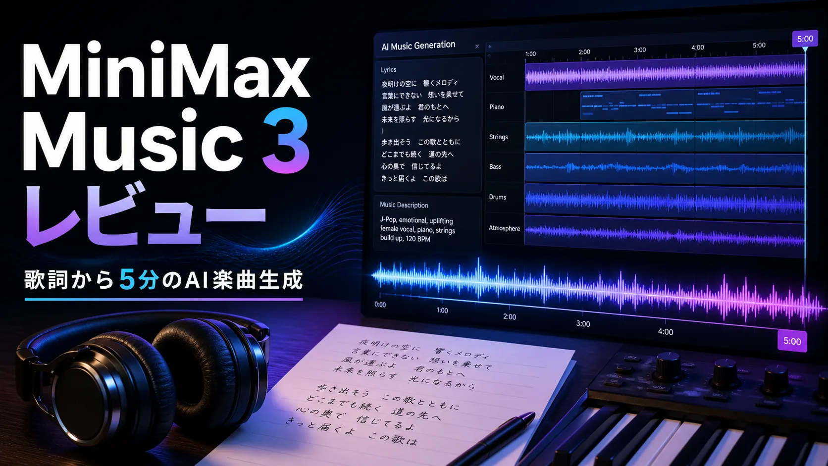 MiniMax-Music3レビュー｜歌詞から5分のAI楽曲を生成できる音楽モデル
