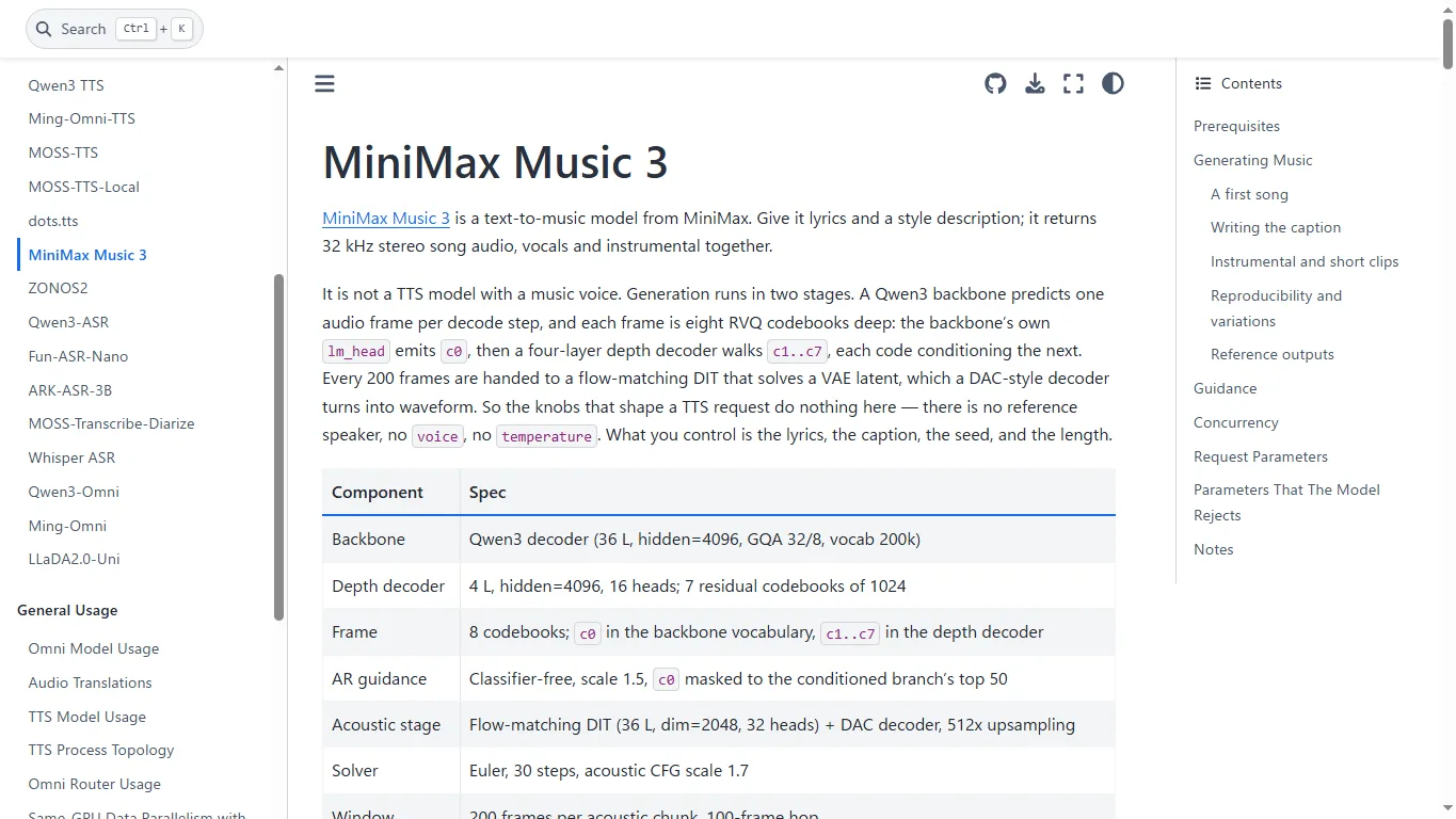 SGLang-OmniのMiniMax Music 3 cookbook