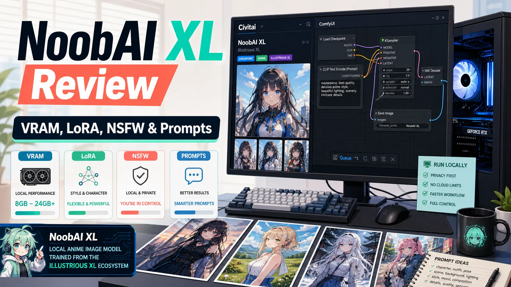 NoobAI XL Review: VRAM, LoRA, V-Pred, Prompts and NSFW Local Use