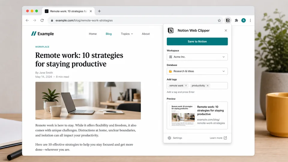 Notion Web Clipper Chrome extension