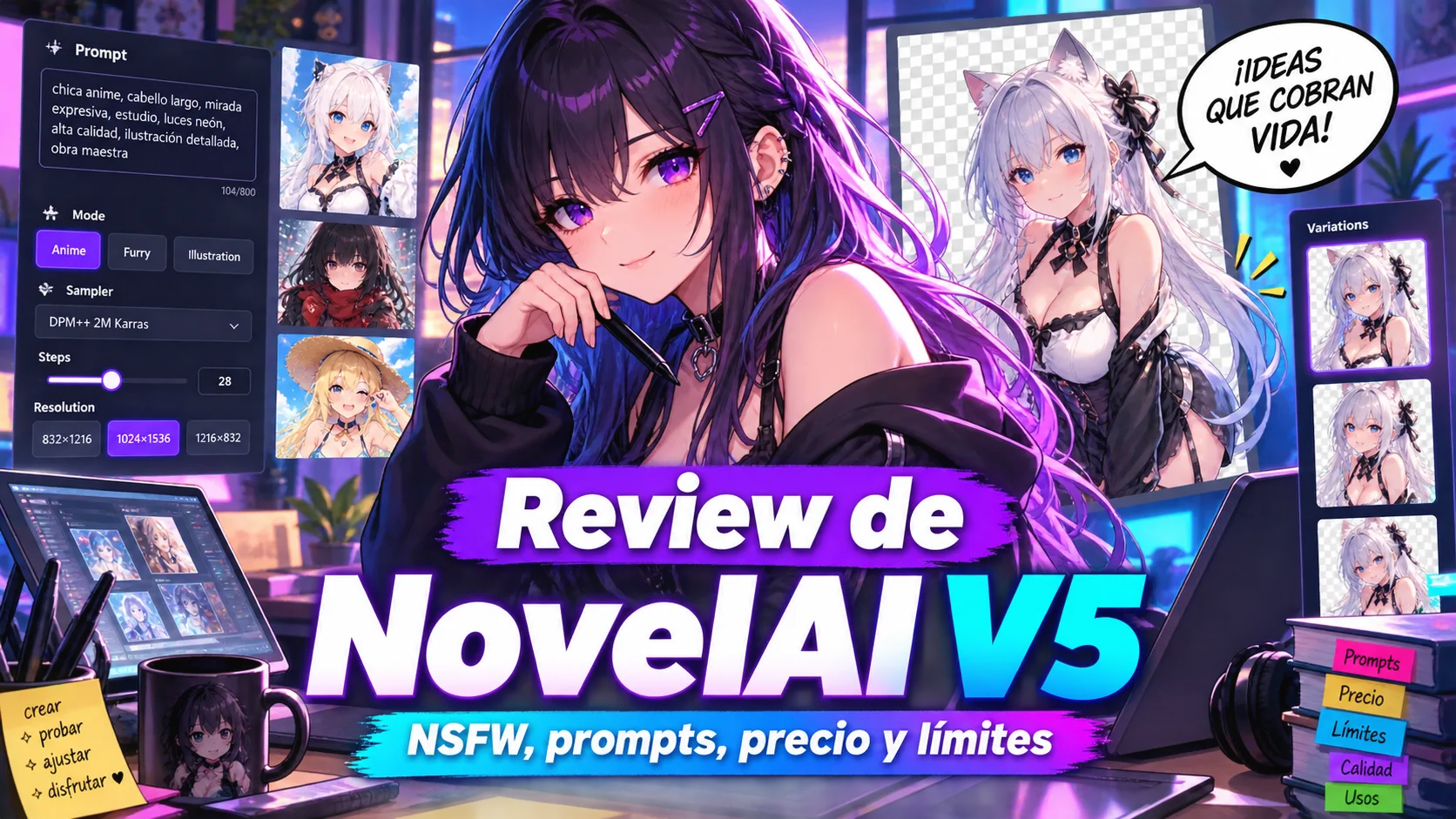 Review de NovelAI V5: NSFW, prompts, precio y límites