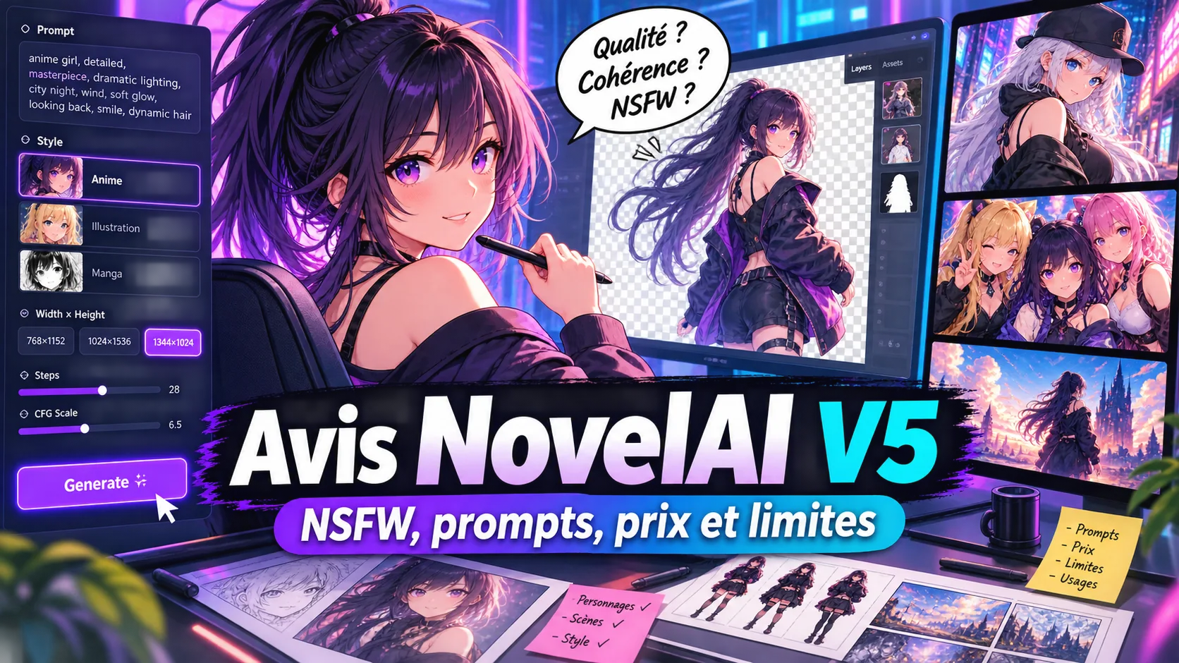Avis NovelAI V5 : NSFW, prompts, prix et limites