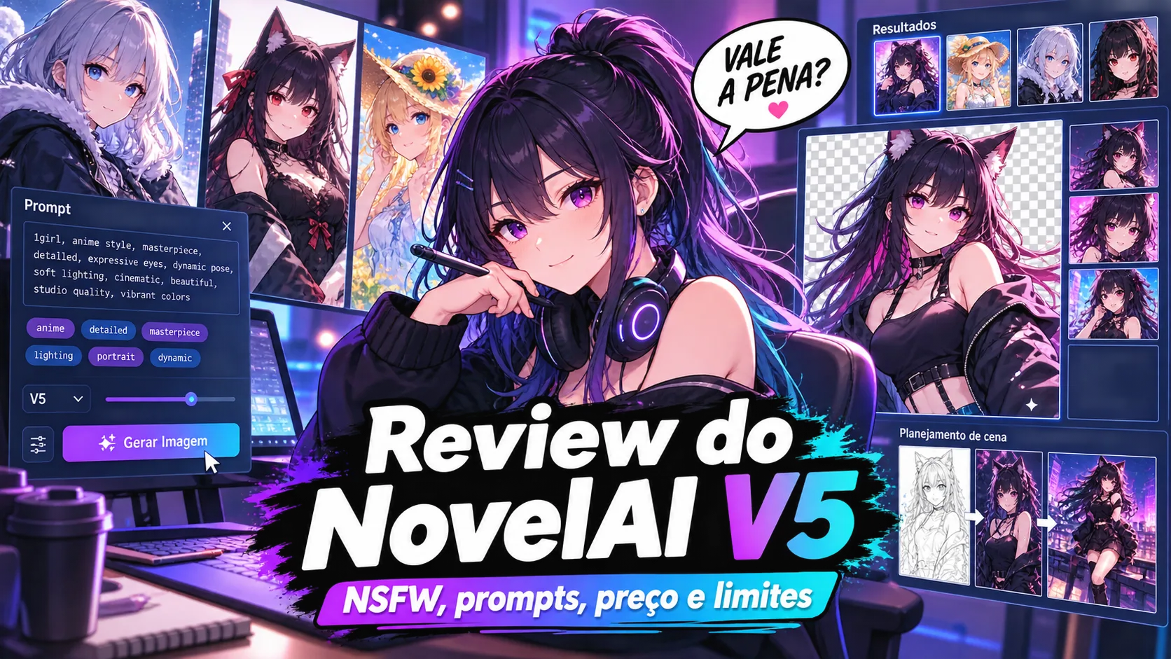 Review do NovelAI V5: NSFW, prompts, preço e limites