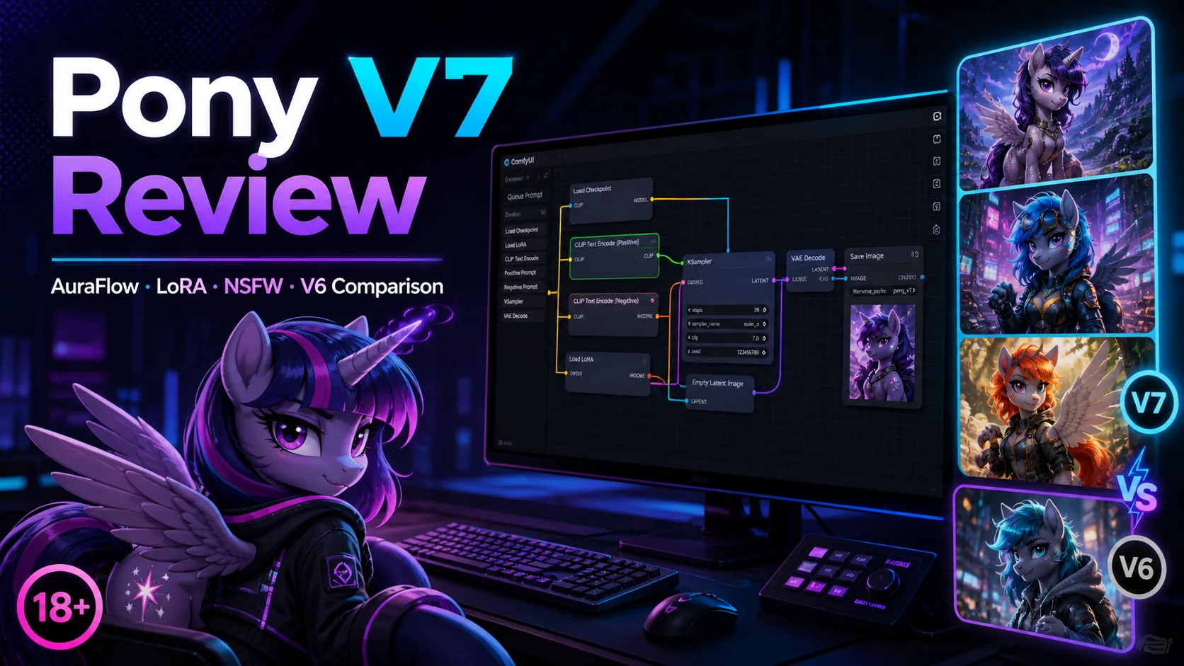 Pony V7 Review: AuraFlow, LoRA Ecosystem, V6 Comparison, and NSFW Strengths