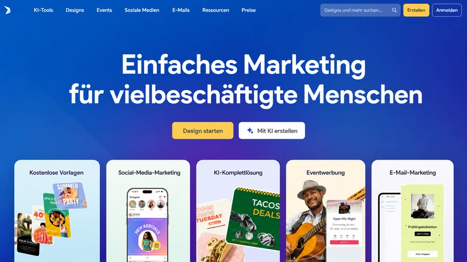 PosterMyWall mit deutscher Marketing-Oberfläche