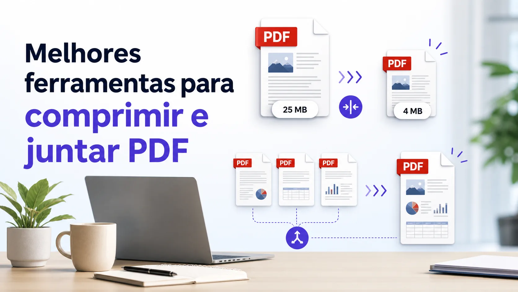 Melhores ferramentas para comprimir e juntar PDF: reduzir tamanho e unir arquivos
