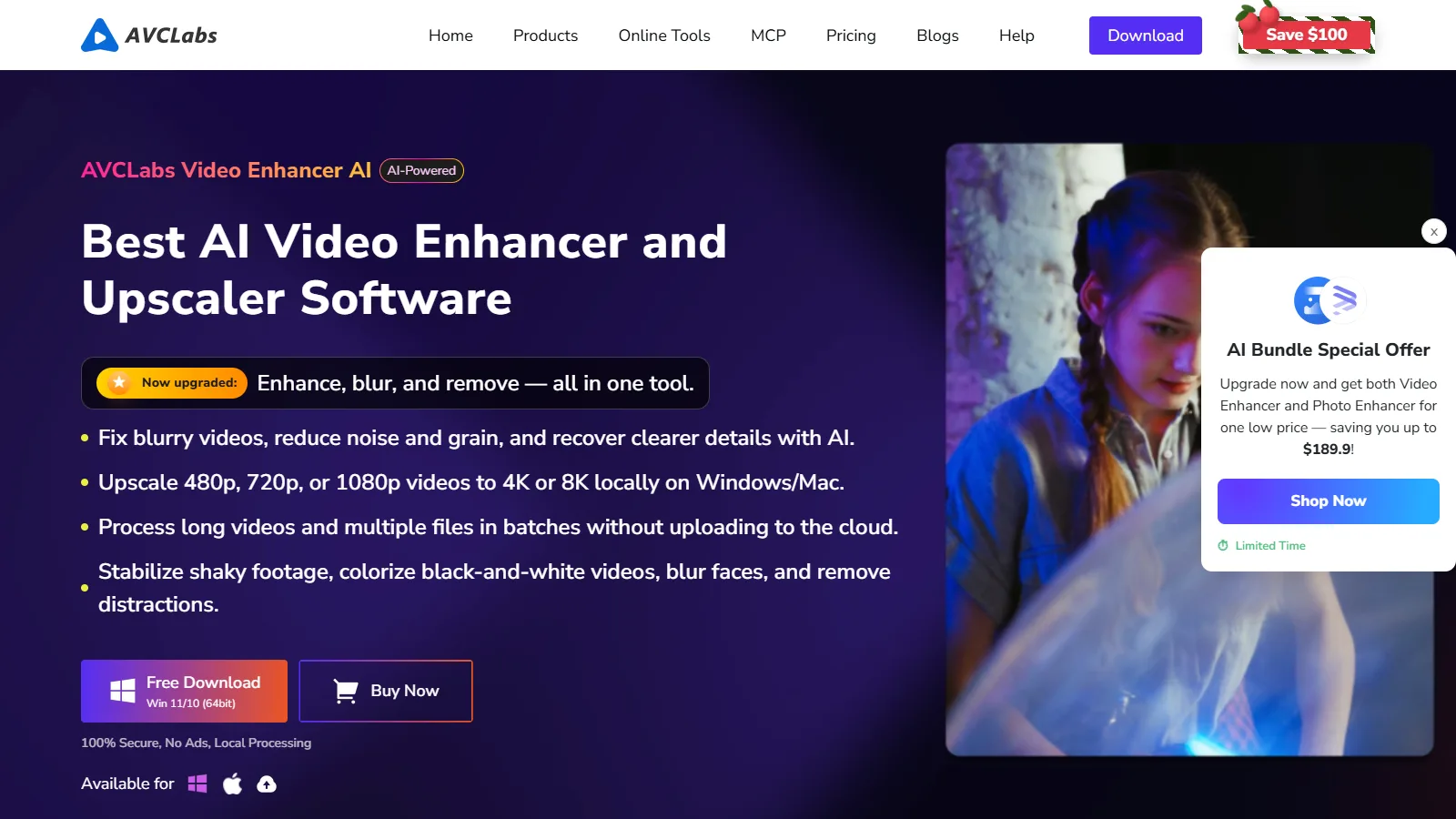 Captura de tela do AVCLabs Video Enhancer AI