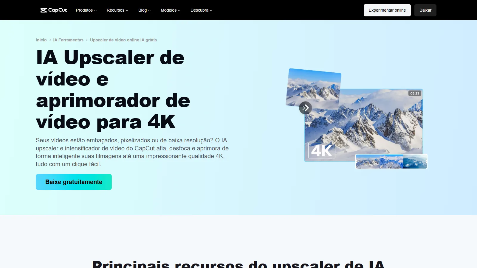Captura de tela do CapCut AI Video Upscaler