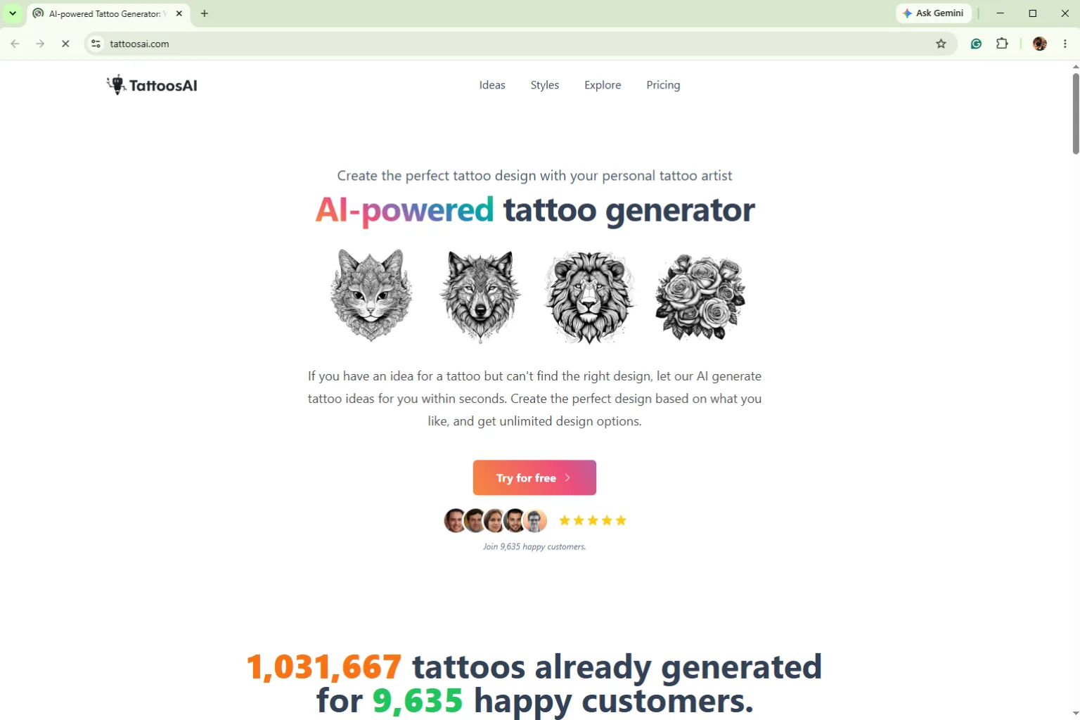 TattoosAIのスクリーンショット