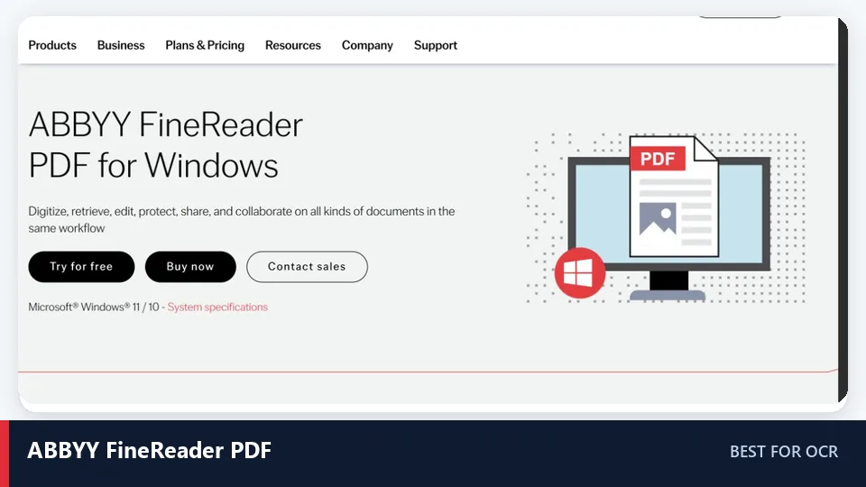ABBYY FineReader PDF document enhancement and OCR product interface