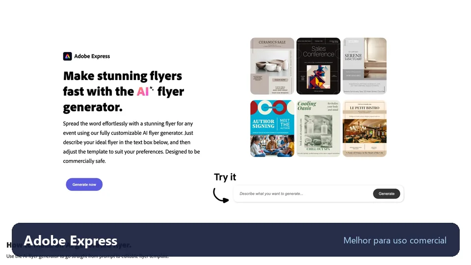 Gerador de flyers com IA do Adobe Express