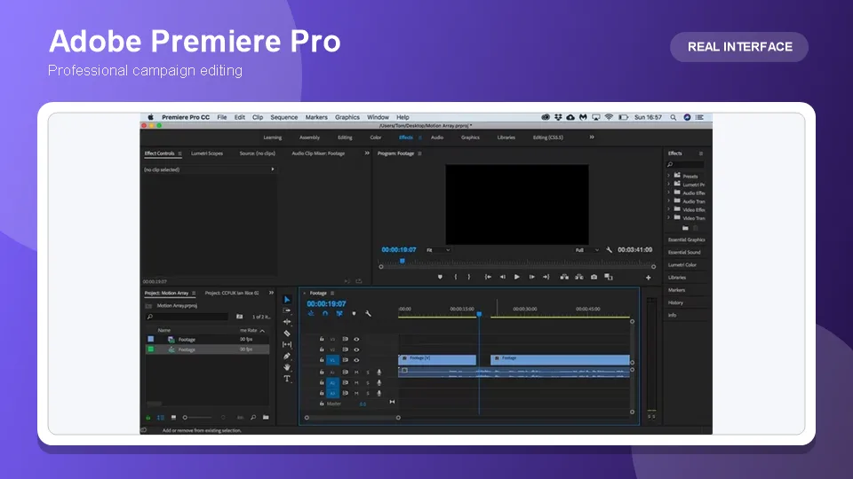 Adobe Premiere Pro professional video editing workspace