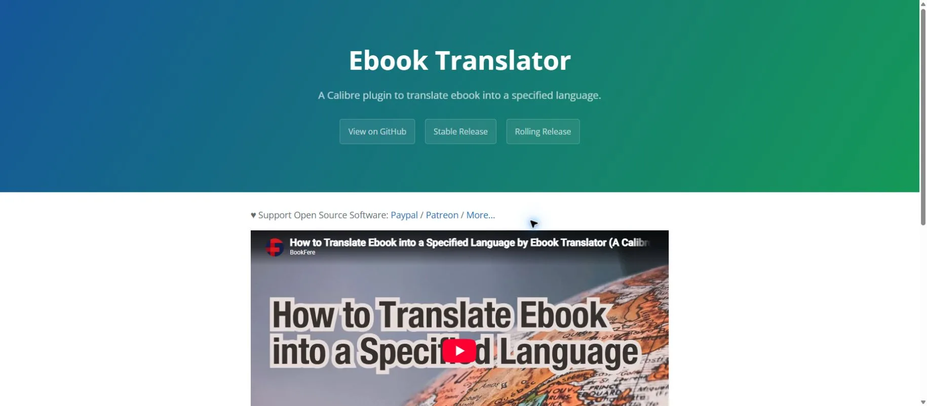 Official Ebook Translator plugin website and Calibre tutorial