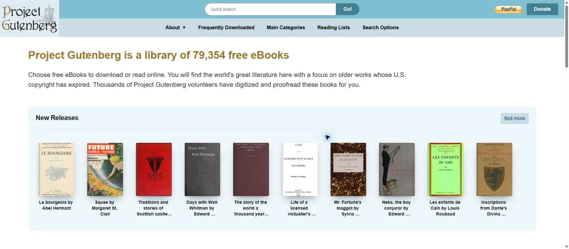 Project Gutenberg library of free ebooks to read or download