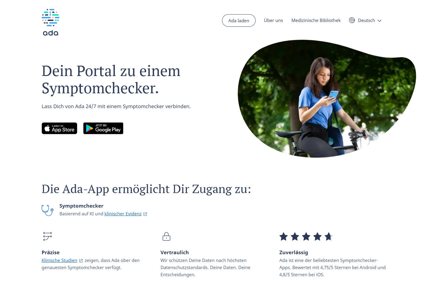 Offizielle Ada-App mit Informationen zur Symptomeinschätzung