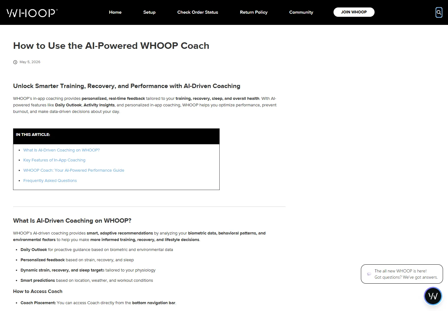 WHOOP official guide to AI coaching, training and recovery