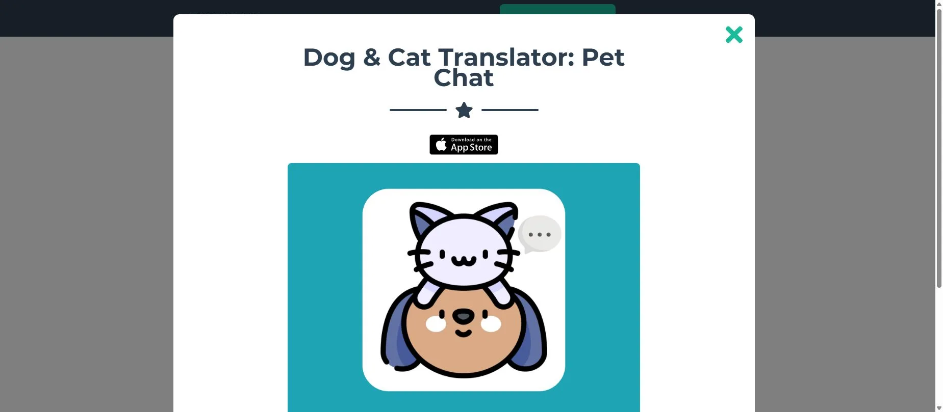 Pet Chat product introduction on developer Duong Vu’s website
