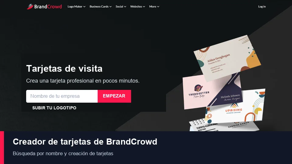 Creador de tarjetas de BrandCrowd con búsqueda por nombre de empresa