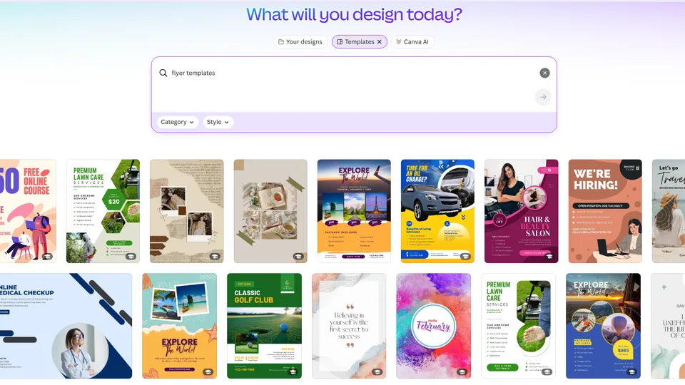 Canva AI Flyer Generator interface