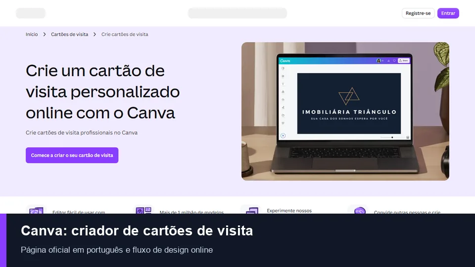 Criador de cartões de visita do Canva e seu fluxo de design online