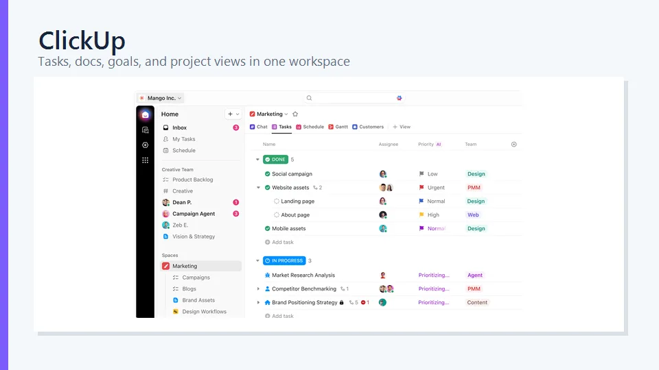 ClickUp project management workspace interface