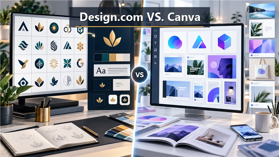 Design.com VS. Canva logo maker and brand design platform comparison