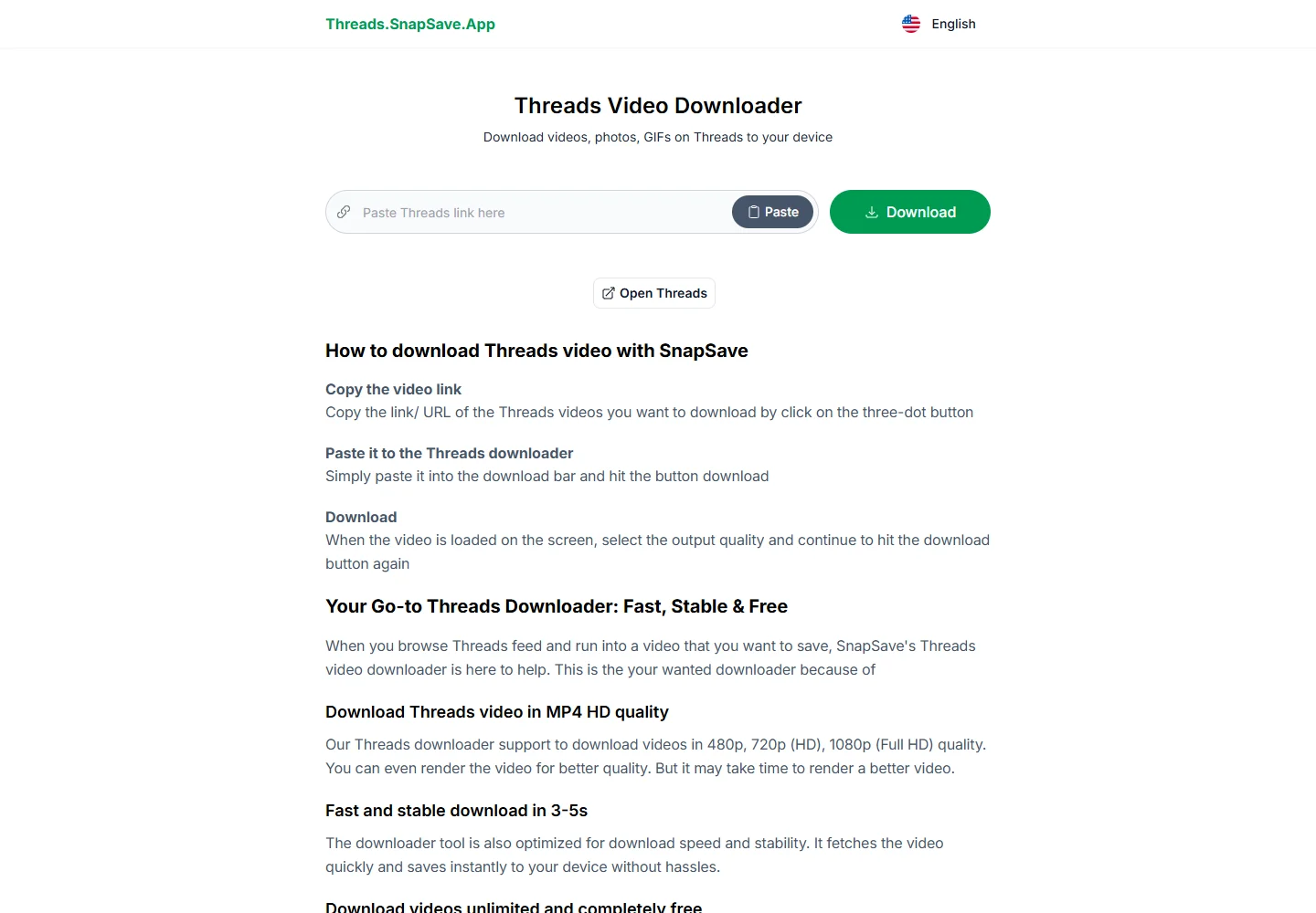 SnapSave: dedicated Threads download page