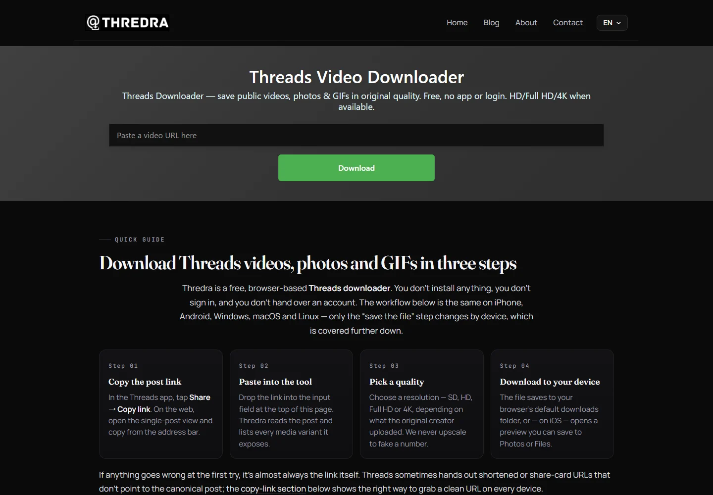 Thredra: public Threads post URL input