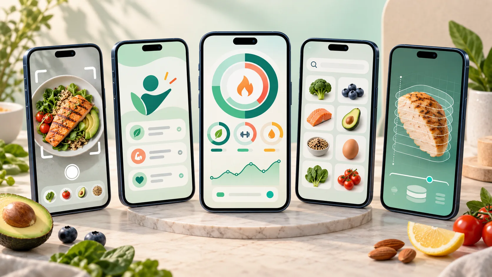 Five AI calorie tracking apps compared through different nutrition tracking workflows
