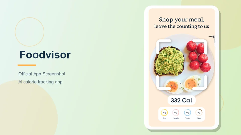 Foodvisor escaneando una comida y mostrando las calorías y los macronutrientes
