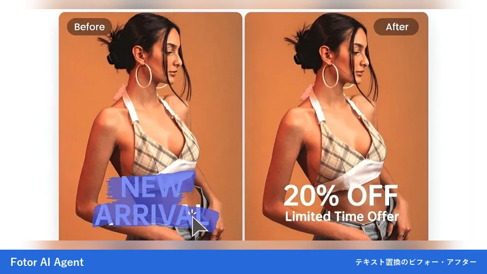 Fotor AIエージェントによる画像内のテキストの置き換え