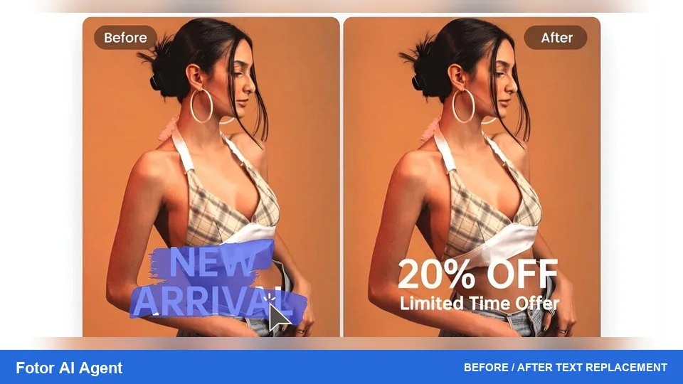 Fotor AI Agent replacing text in an image
