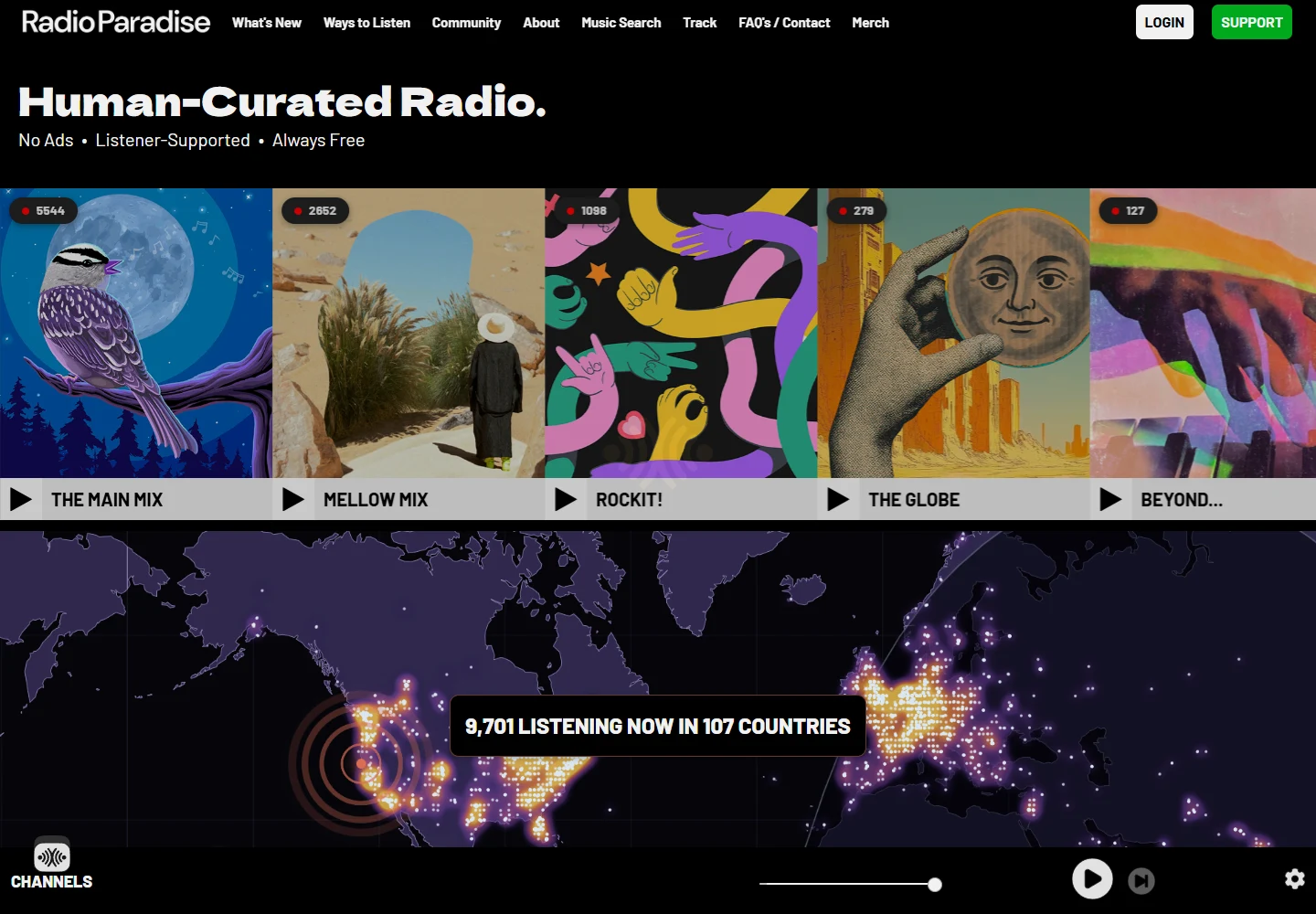 Radio Paradise's human-curated channels and listener-supported service