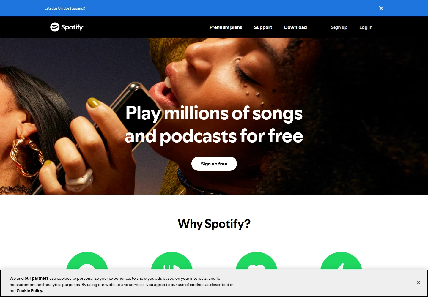 Spotify's official free-listening page