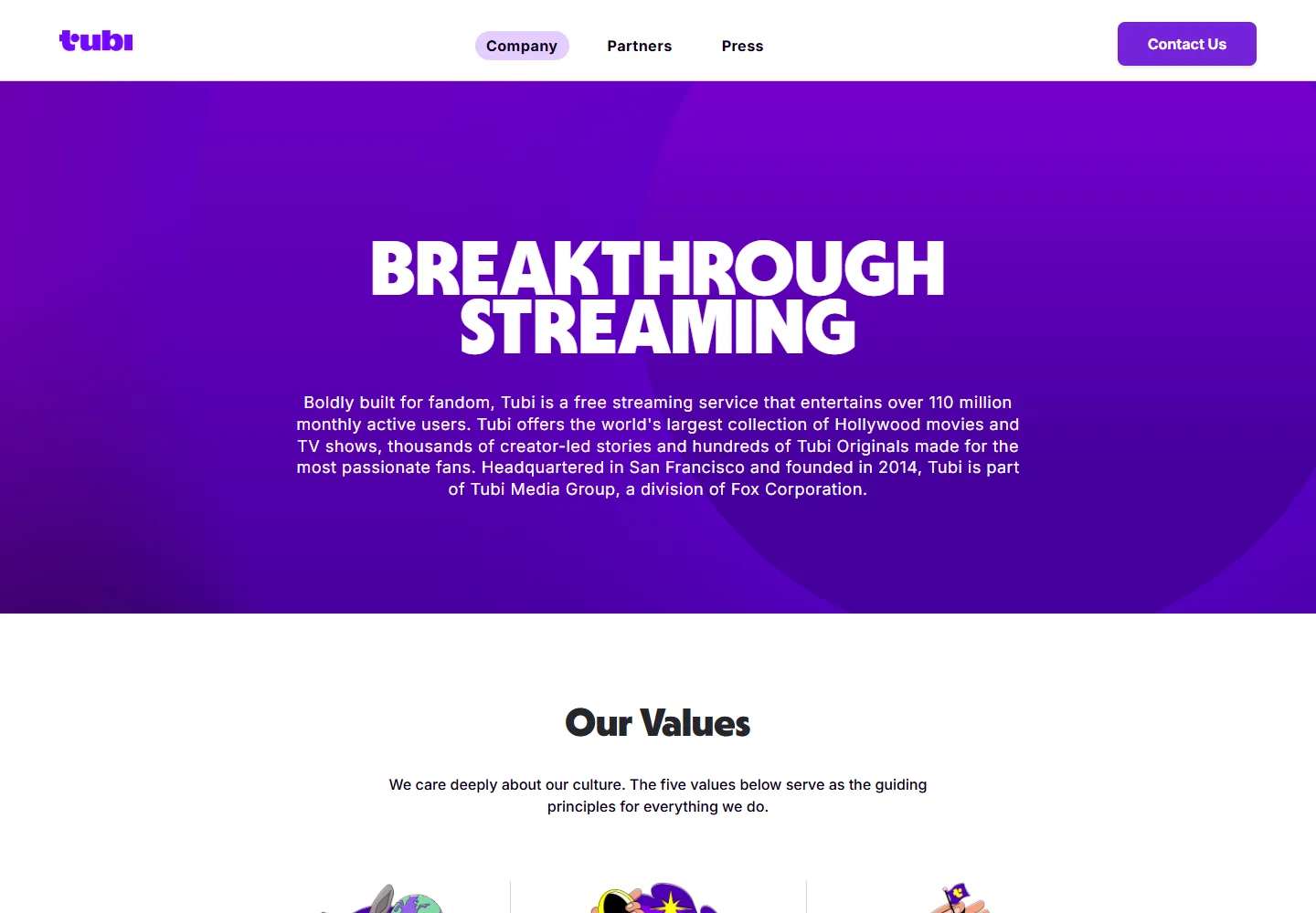 Tubi's official service introduction and free streaming overview