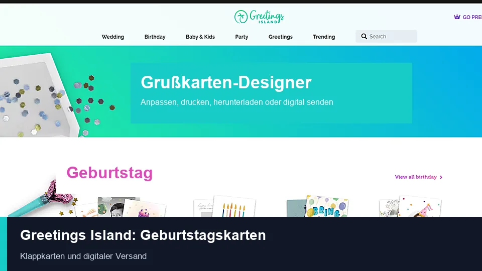 Greetings Island mit Vorlagen für druckbare Geburtstagskarten