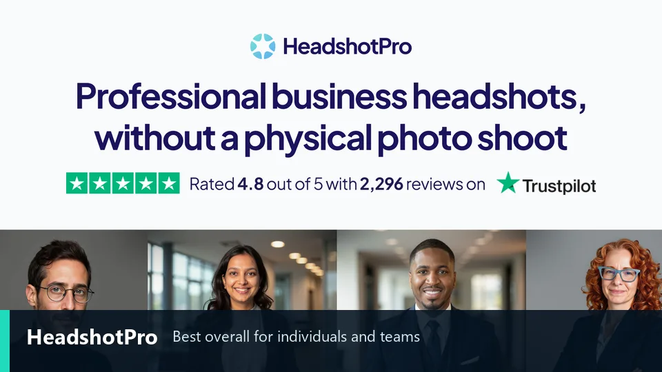 Official HeadshotPro page showing professional AI-generated business headshots