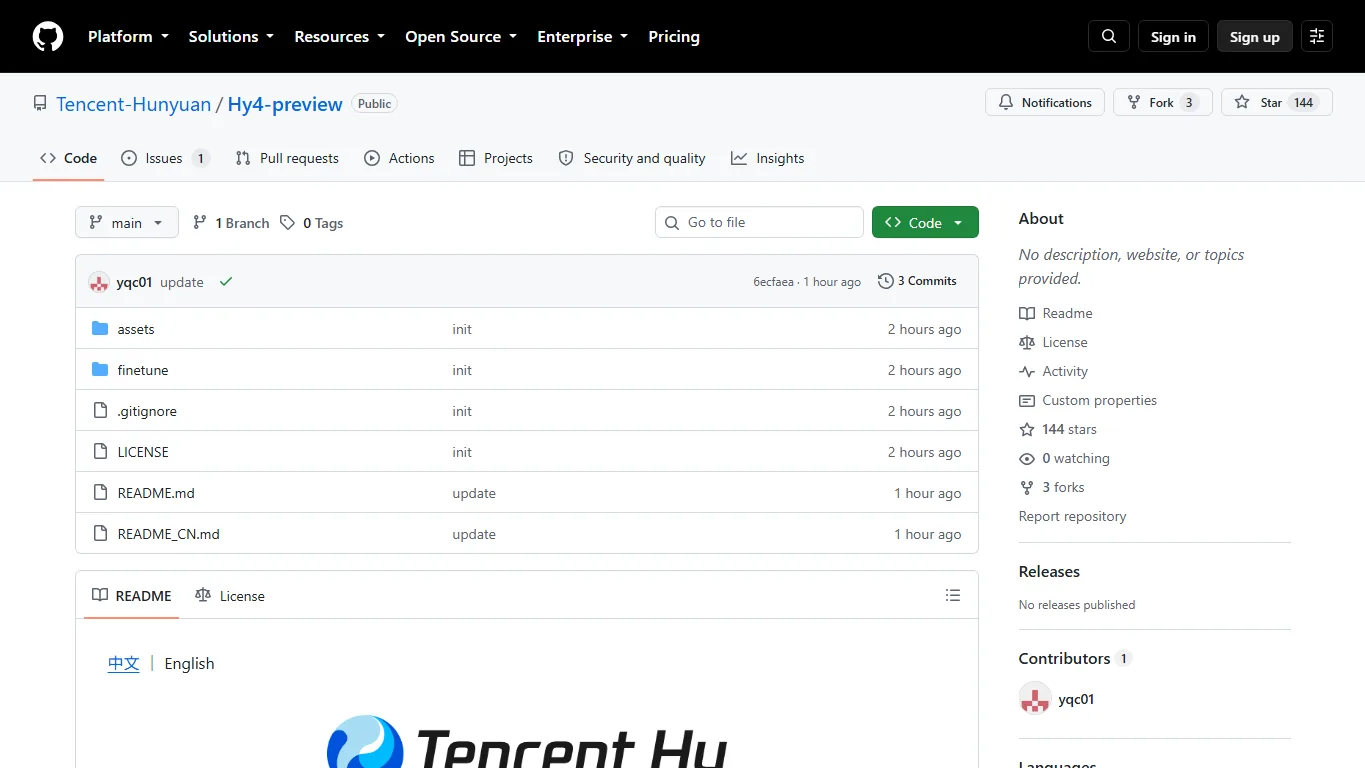 Captura del repositorio oficial de Hy4 Preview en GitHub