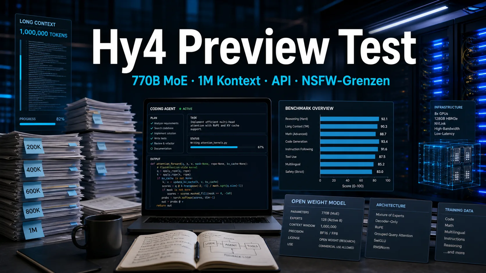 Hy4 Preview Test: Tencent Hunyuan 770B MoE, 1M Kontext, API, lokale Hardware und NSFW-Grenzen cover image