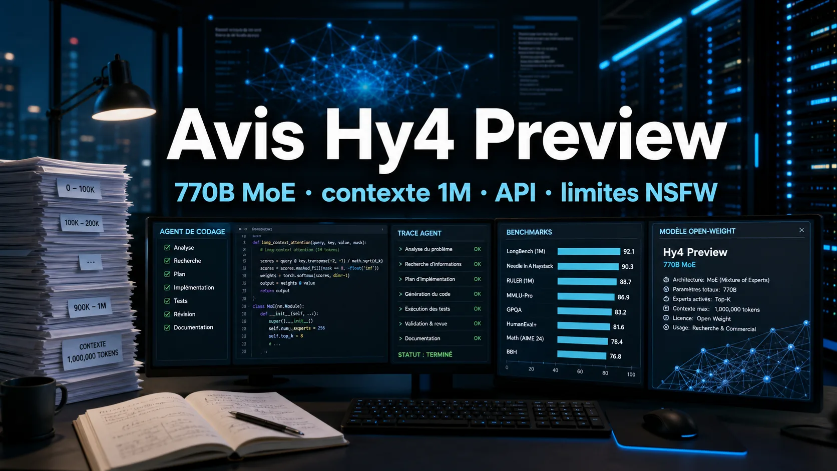 Avis Hy4 Preview : Tencent Hunyuan 770B MoE, contexte 1M, API, matériel local et limites NSFW cover image