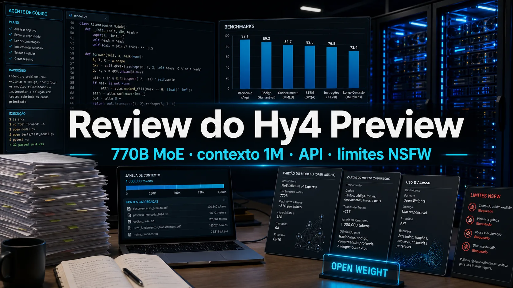 Review do Hy4 Preview: Tencent Hunyuan 770B MoE, contexto 1M, API, hardware local e limites NSFW cover image
