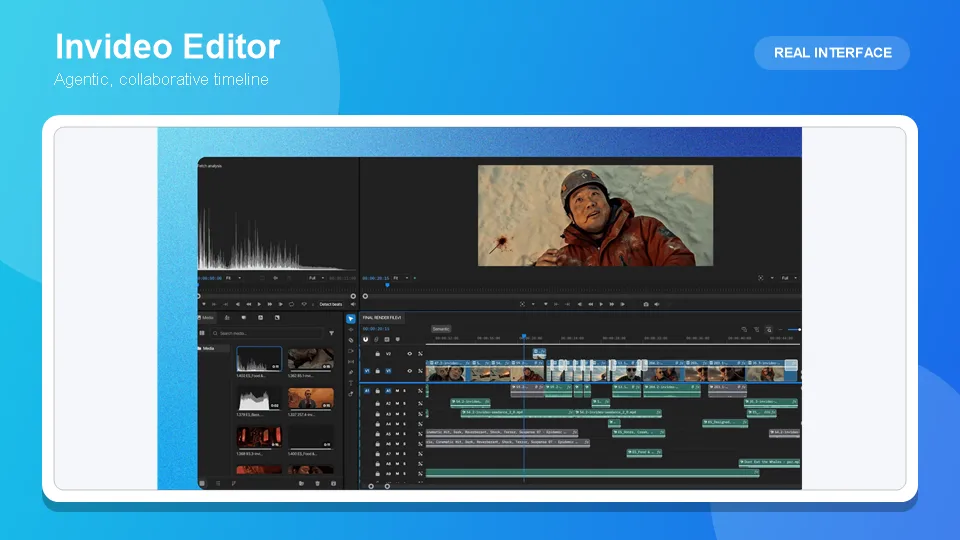 Invideo Editor agentic video editing timeline interface
